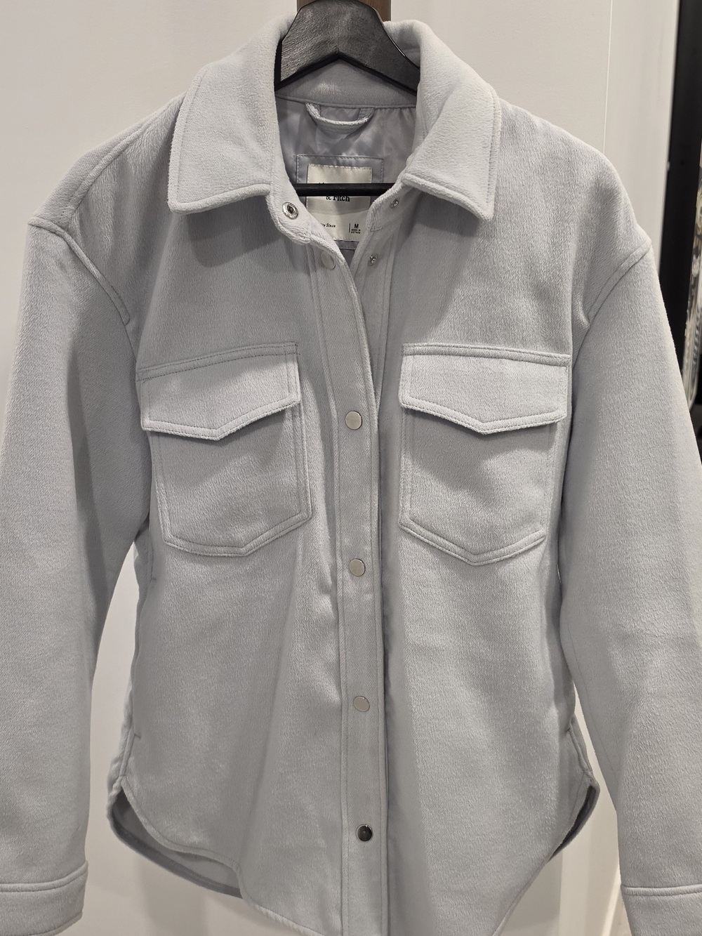 Abercrombie & Fitch Light Blue/Gray Utility Shacket